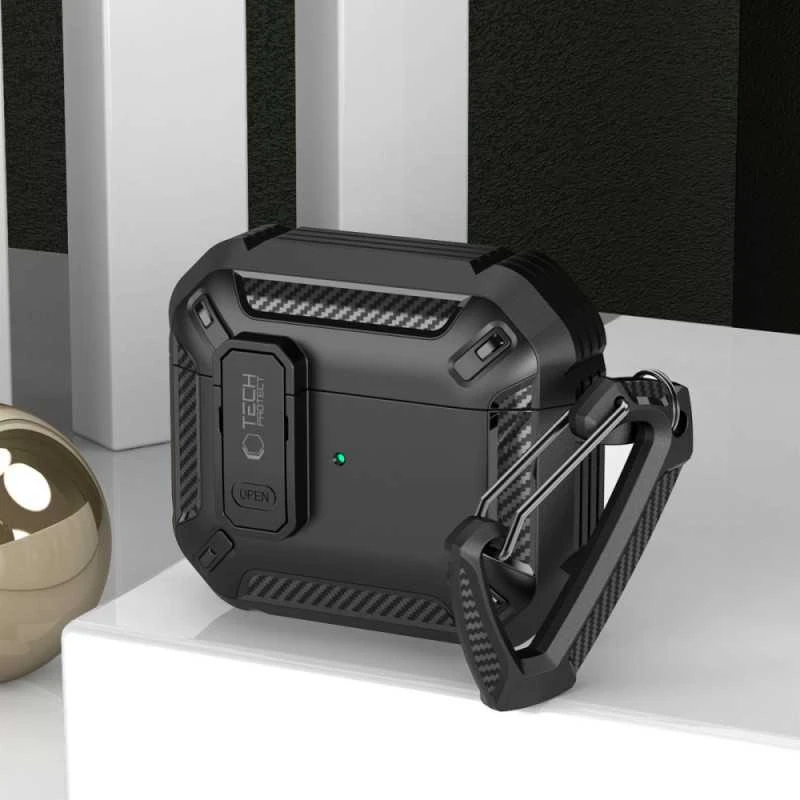 Tech-Protect X-CarboAirPods Pro 1 / 2 – dėklas ausinėms juodos spalvos
