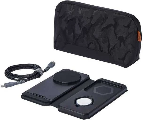 Urban Armor Gear UAG 3in1 kelioninis įkroviklis 15W, suderinamas su „MagSafe“, laidai, kištukai ir organizatorius pridedami (juoda)