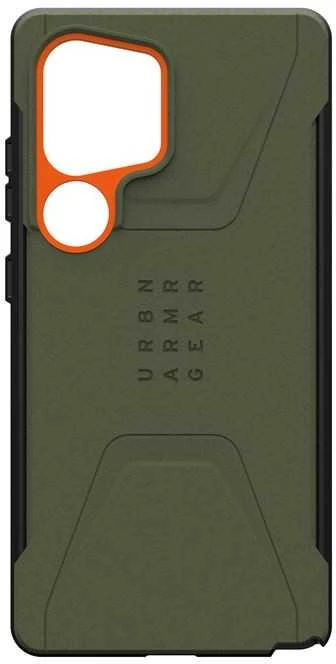 Dėklas Urban Armor Gear UAG Civilian Pro, alyvuogių pilkos/oranžinės spalvos - Samsung Galaxy S25 Ultra