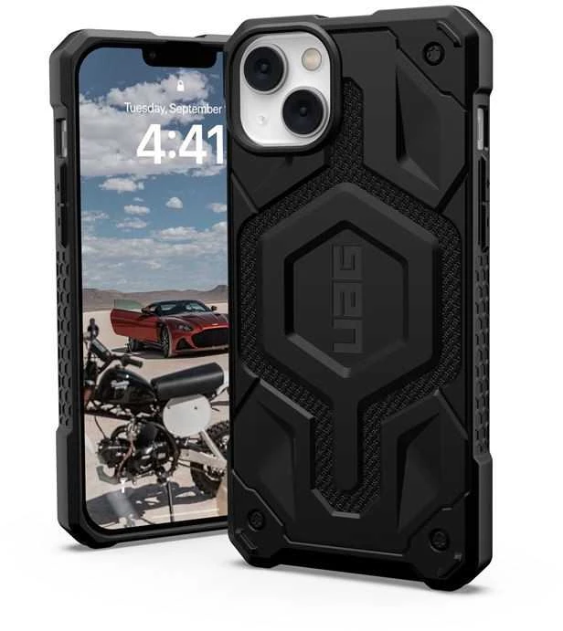 UAG Urban Armor Gear dėklas MONARCH, skirtas IPHONE 14 Plus, juodas, kevlarinis