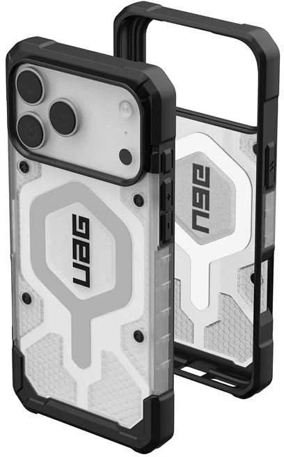 Dėklas „Urban Armor Gear“ „UAG Pathfinder Clear Magsafe“, „Ice“ / „Sidabrinis“ – „iPhone 17 Pro Max“