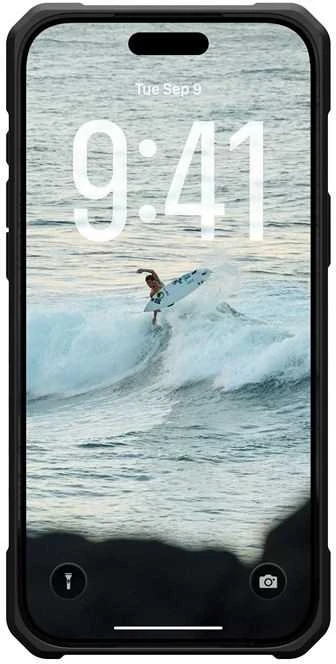 Dėklas „Urban Armor Gear“ „UAG Pathfinder Clear Magsafe“, „Ice“ / „Sidabrinis“ – „iPhone 17 Pro Max“