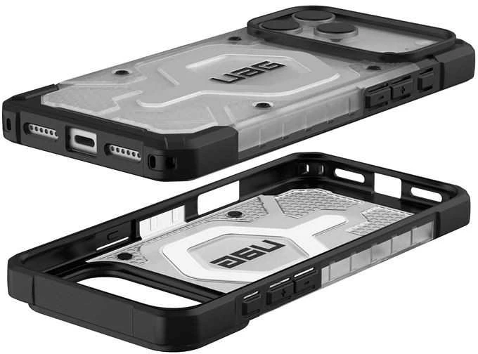 Dėklas „Urban Armor Gear“ „UAG Pathfinder Clear Magsafe“, „Ice“ / „Sidabrinis“ – „iPhone 17 Pro Max“