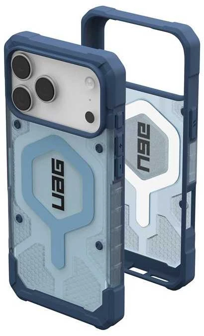 Dėklas Urban Armor Gear UAG Pathfinder Magsafe mėlynas skaidrus dirželis iPhone 17 Pro Max telefonui