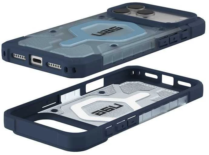 Dėklas Urban Armor Gear UAG Pathfinder Magsafe mėlynas skaidrus dirželis iPhone 17 Pro Max telefonui
