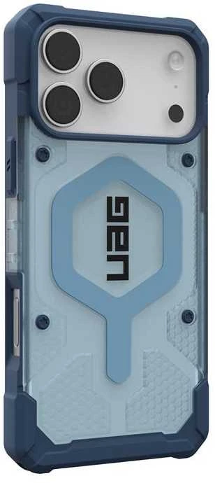 Dėklas Urban Armor Gear UAG Pathfinder Magsafe mėlynas skaidrus dirželis iPhone 17 Pro Max telefonui
