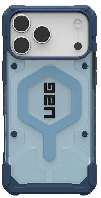 Dėklas Urban Armor Gear UAG Pathfinder Magsafe mėlynas skaidrus dirželis iPhone 17 Pro Max telefonui