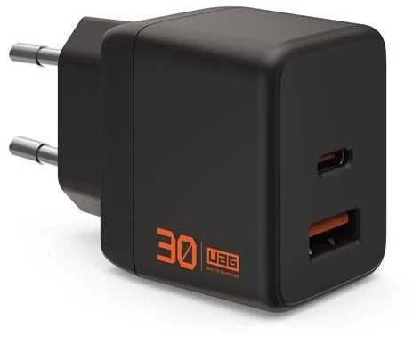 Urban Armor Gear įkroviklis UAG SRGE 30W 2 prievadų (USB-C, USB-A) sieninis įkroviklis, juodas
