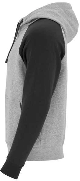 Roly Dviejų spalvų unisex džemperis su gobtuvu BADET Heather pilkas/juoda