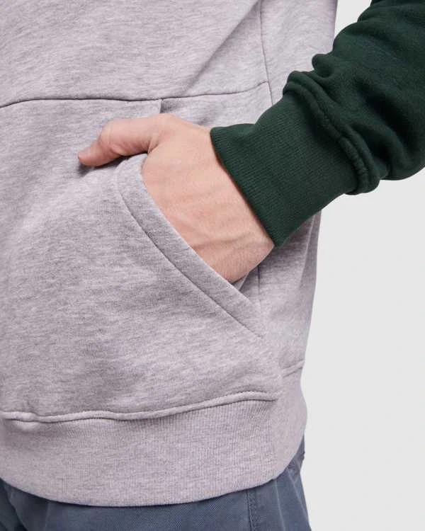 Roly Dviejų spalvų unisex džemperis su gobtuvu BADET Heather pilkas/juoda