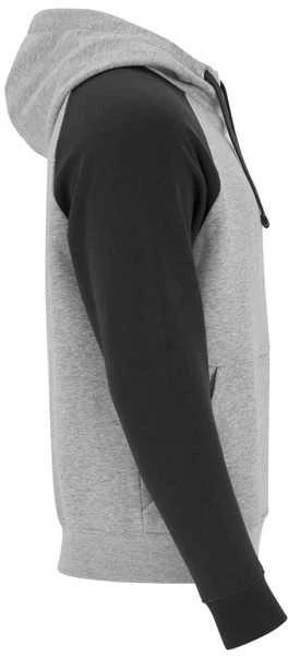 Roly Dviejų spalvų unisex džemperis su gobtuvu BADET Heather pilkas/juoda