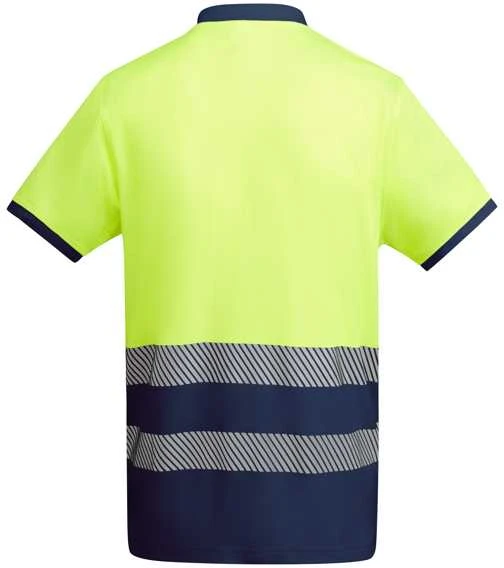 Roly Gerai matomi trumpomis rankovėmis polo marškiniai ATRIO Tamsiai mėlyna / fluorescencinė geltona