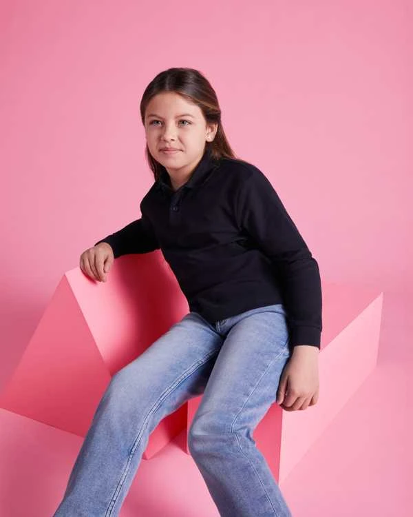 Roly Ilgarankoviai polo marškiniai su briaunuota apykakle ESTRELLA L/S Balta