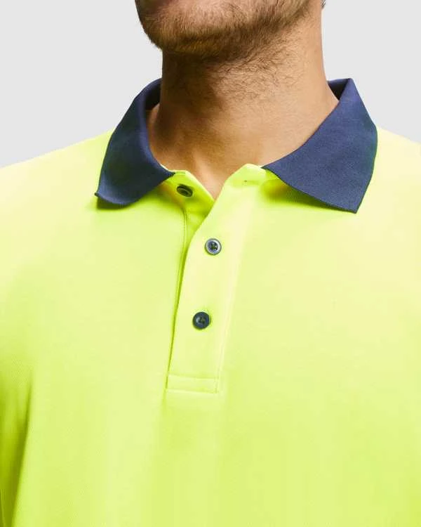 Roly Ilgomis rankovėmis techniniai polo marškiniai ATRIO LS Tamsiai mėlyna / fluorescencinė oranžinė