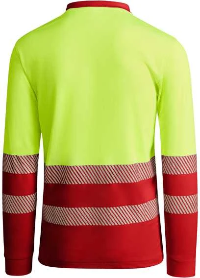 Roly Ilgomis rankovėmis techniniai polo marškiniai ATRIO LS Darbo vieta raudona / fluoro geltona