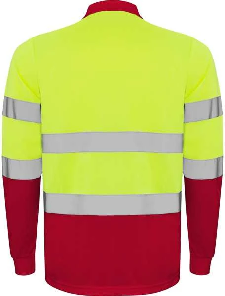 Roly Ilgomis rankovėmis techniniai polo marškiniai POLARIS L/S Darbo vieta raudona / fluoro geltona