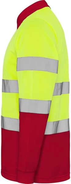 Roly Ilgomis rankovėmis techniniai polo marškiniai POLARIS L/S Darbo vieta raudona / fluoro geltona