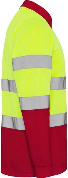 Roly Ilgomis rankovėmis techniniai polo marškiniai POLARIS L/S Darbo vieta raudona / fluoro geltona