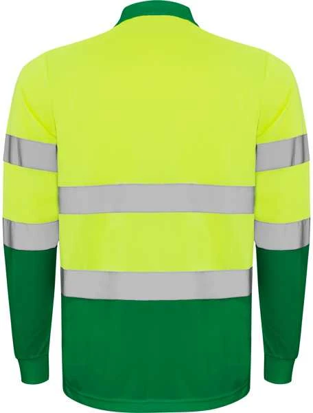 Roly Ilgomis rankovėmis techniniai polo marškiniai POLARIS L/S Sodas žalia / fluoro geltona