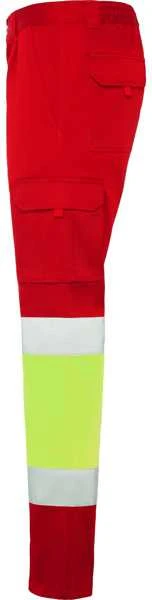 Roly Kelnės su gerai matomomis keliomis kišenėmis DAILY STRETCH HV Darbo vieta raudona / fluoro geltona