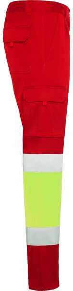 Roly Kelnės su gerai matomomis keliomis kišenėmis DAILY STRETCH HV Darbo vieta raudona / fluoro geltona