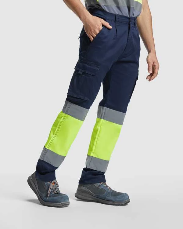 Roly Kelnės su matomomis kišenėmis DAILY STRETCH HV Tamsiai mėlyna / fluorescencinė oranžinė