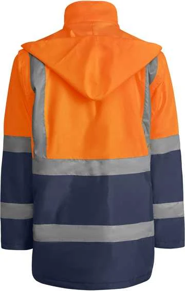 Roly Kombinuota ir paminkštinta gerai matoma parka MERAK Tamsiai mėlyna / fluorescencinė oranžinė