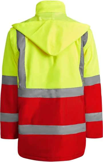 Roly Kombinuota ir paminkštinta gerai matoma parka MERAK Darbo vieta raudona / fluoro geltona
