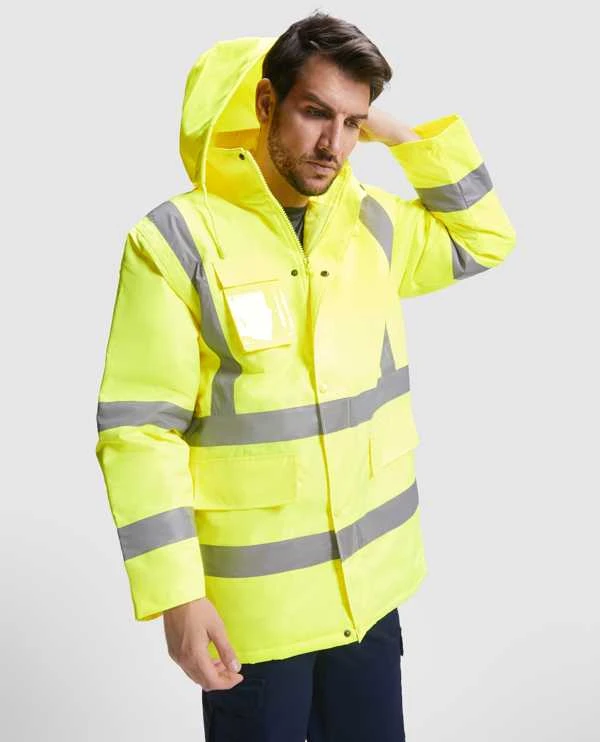 Roly Kombinuota ir paminkštinta gerai matoma parka MERAK Darbo vieta raudona / fluoro geltona