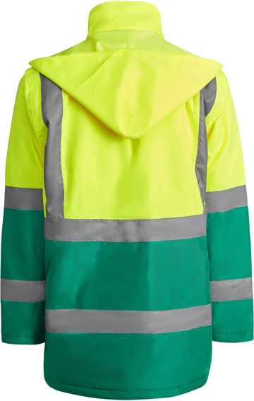 Roly Kombinuota ir paminkštinta gerai matoma parka MERAK Sodas žalia / fluoro geltona