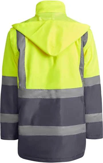 Roly Kombinuota ir paminkštinta gerai matoma parka MERAK Švino/fluoro geltona