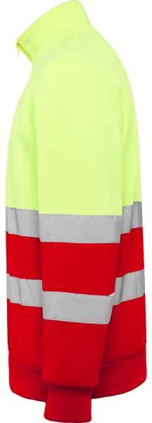 Roly Matomas megztinis su pusiniu užtrauktuku ir apykakle SPICA Darbo vieta raudona / fluoro geltona