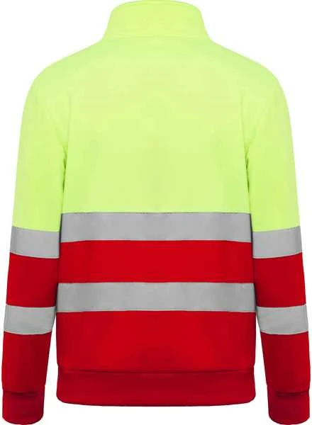 Roly Matomas megztinis su pusiniu užtrauktuku ir apykakle SPICA Darbo vieta raudona / fluoro geltona