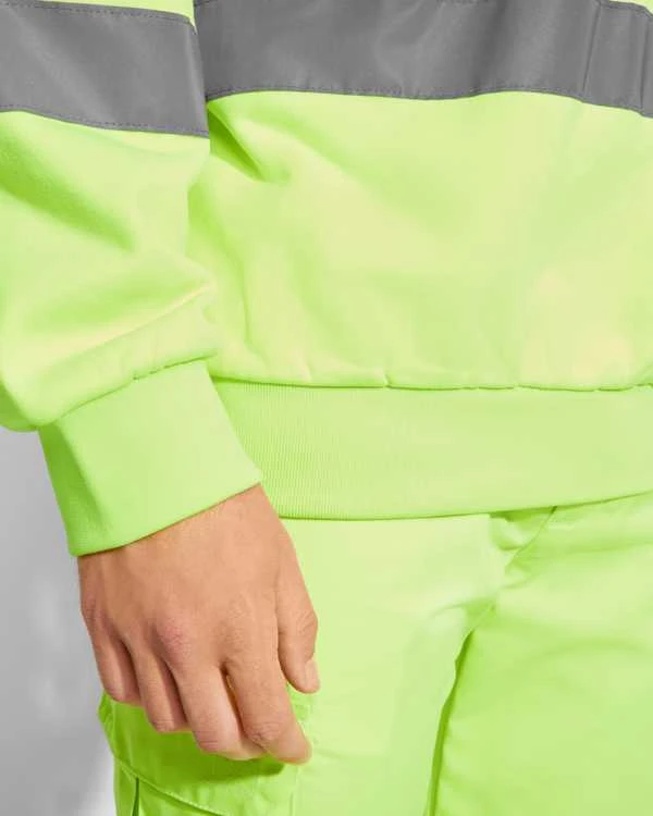 Roly Matomas megztinis su pusiniu užtrauktuku ir apykakle SPICA Darbo vieta raudona / fluoro geltona