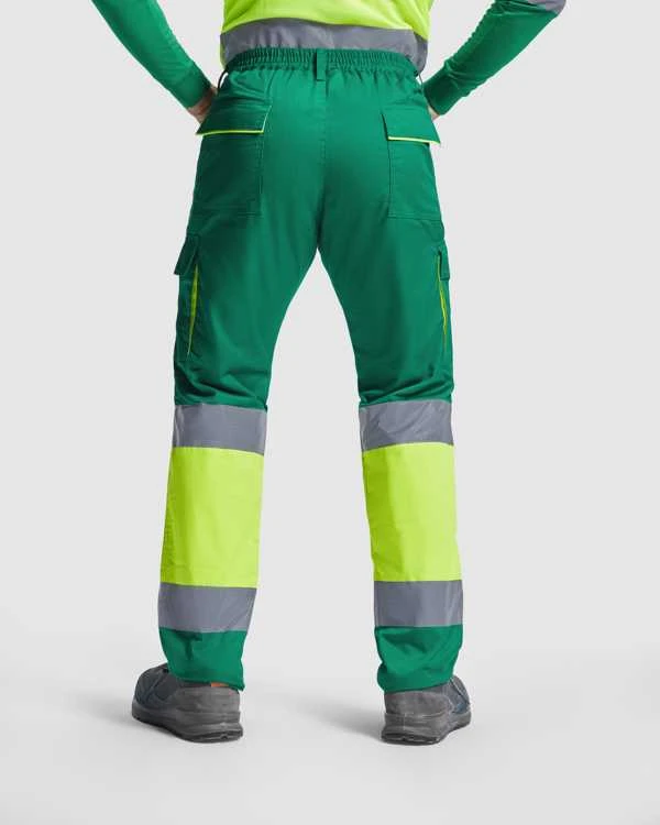 Roly Matomos ilgos kelnės su pamušalu ir kišenėmis ENIX Darbo vieta raudona / fluoro geltona