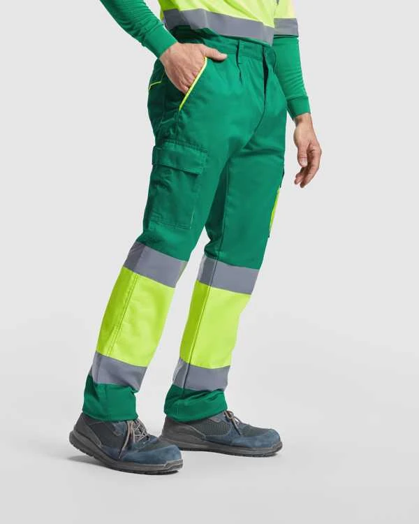 Roly Matomos ilgos kelnės su pamušalu ir kišenėmis ENIX Darbo vieta raudona / fluoro geltona