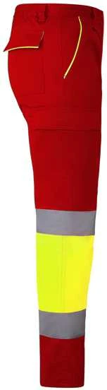 Roly Matomos ilgos kelnės su pamušalu ir kišenėmis ENIX Darbo vieta raudona / fluoro geltona