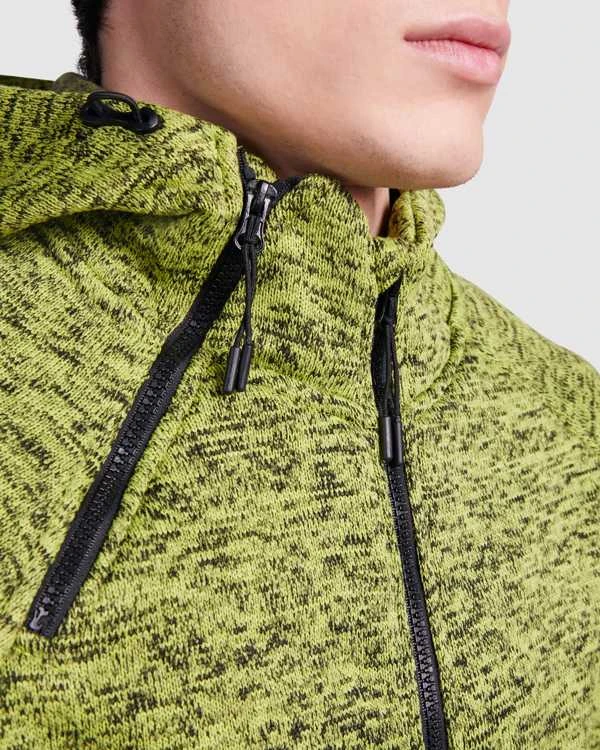Roly Pliušinis megztas sportinis švarkas su gobtuvu EVEREST Heather mantis žalias