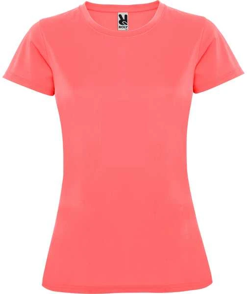 Roly Priglundantys trumpų rankovių techniniai marškinėliai MONTECARLO WOMAN Fluoro koralas