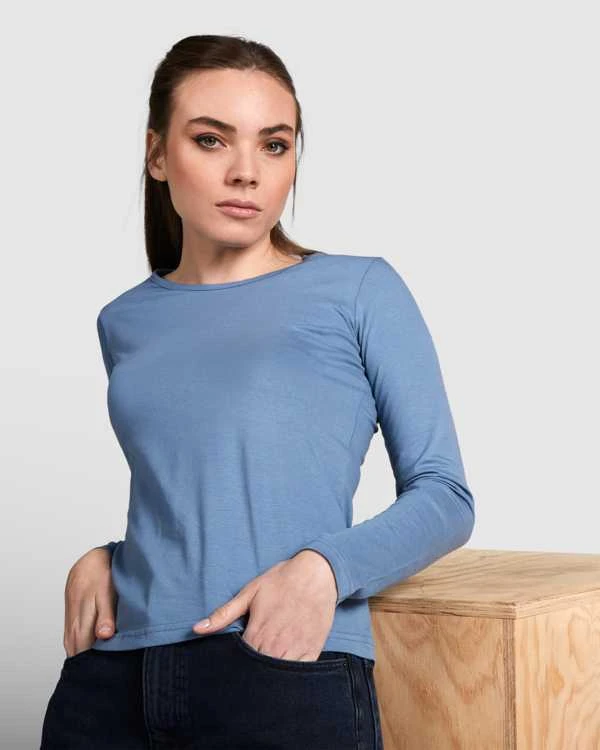 Roly Pusiau prigludę ilgomis rankovėmis marškinėliai su smulkiai apkirpta apykakle EXTREME WOMAN Smėlis