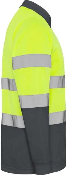 Roly Techniniai, gerai matomi ilgomis rankovėmis polo marškinėliai POLARIS L/S Švino/fluoro geltona