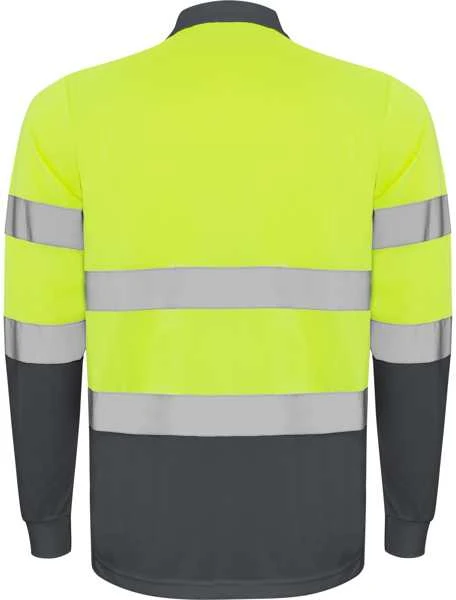 Roly Techniniai, gerai matomi ilgomis rankovėmis polo marškinėliai POLARIS L/S Švino/fluoro geltona