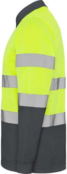 Roly Techniniai, gerai matomi ilgomis rankovėmis polo marškinėliai POLARIS L/S Švino/fluoro geltona