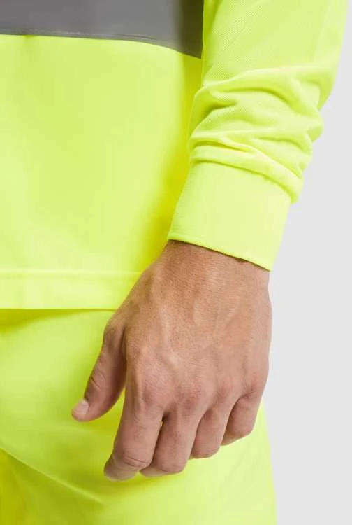 Roly Techniniai, gerai matomi ilgomis rankovėmis polo marškinėliai POLARIS L/S Švino/fluoro geltona
