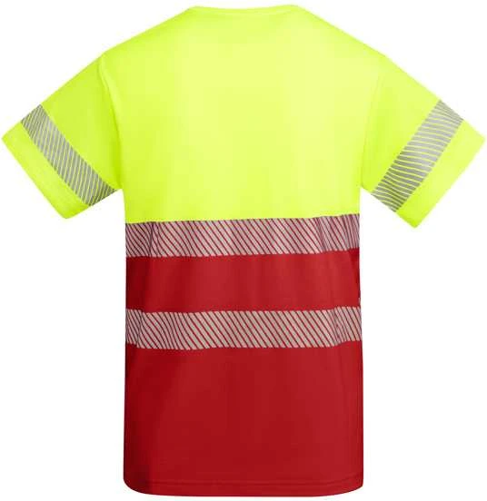 Roly Techniniai gerai matomi marškinėliai trumpomis rankovėmis TAURI Darbo vieta raudona / fluoro geltona