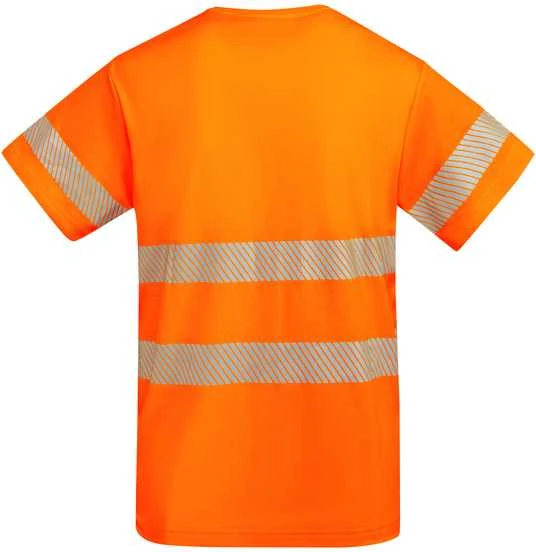 Roly Techniniai gerai matomi marškinėliai trumpomis rankovėmis TAURI Fluoro oranžinė