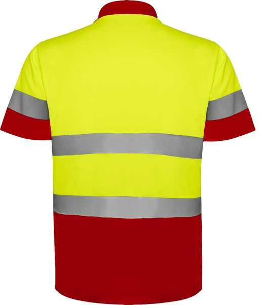 Roly Techniniai matomi polo marškiniai trumpomis rankovėmis POLARIS Darbo vieta raudona / fluoro geltona