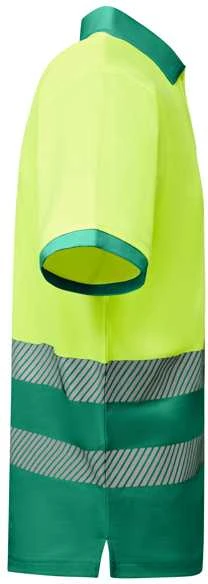 Roly Techniniai gerai matomi trumpomis rankovėmis polo marškinėliai ATRIO Sodas žalia / fluoro geltona