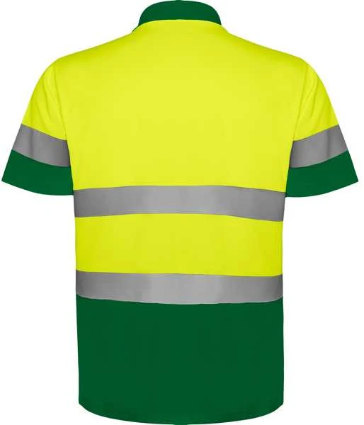 Roly Techniniai gerai matomi trumpomis rankovėmis polo marškinėliai POLARIS Sodas žalia / fluoro geltona