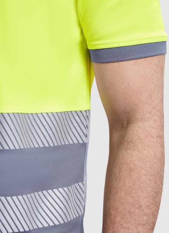 Roly Techniniai gerai matomi trumpomis rankovėmis polo marškinėliai ATRIO Fluoro geltona